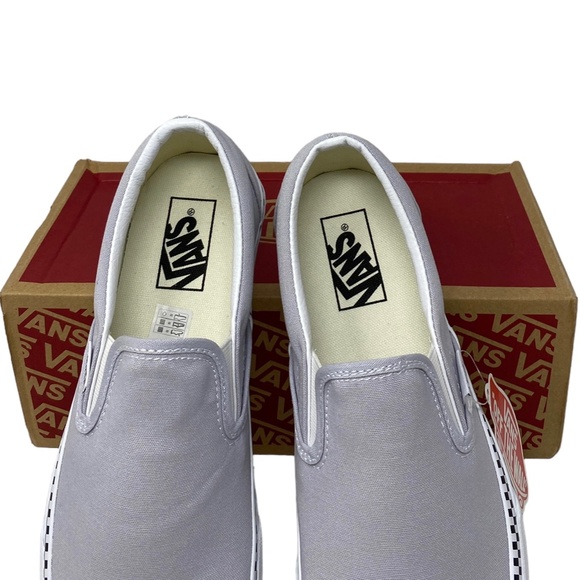 VANS Classic Slip On Check Gray Casual Shoes Canvas Women Size Skate VN000XG8UKX - Picture 6 of 11